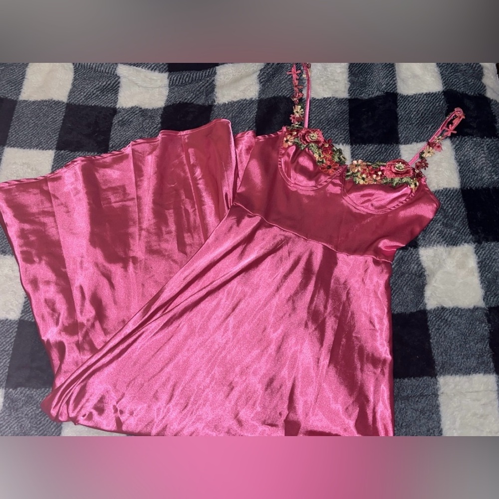 SHEIN Pink Maxi Dress with Floral Straps